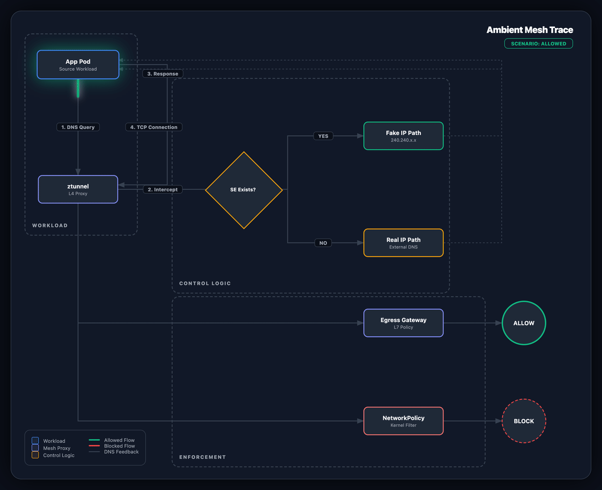 The Egress Flow with DNS Interception